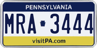 PA license plate MRA3444