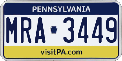 PA license plate MRA3449