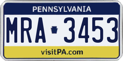 PA license plate MRA3453