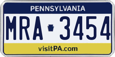 PA license plate MRA3454