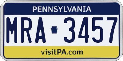 PA license plate MRA3457
