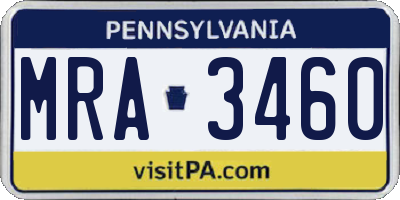 PA license plate MRA3460
