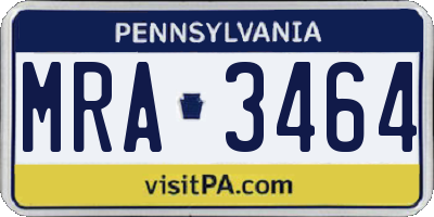 PA license plate MRA3464