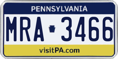 PA license plate MRA3466