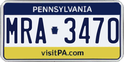 PA license plate MRA3470