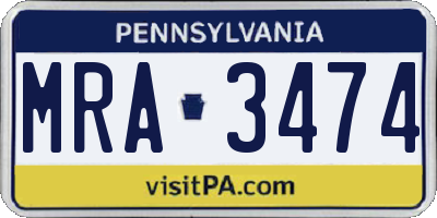 PA license plate MRA3474
