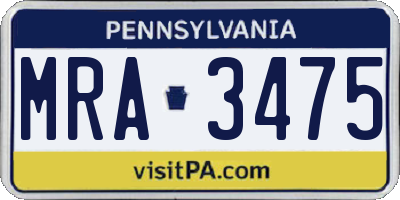 PA license plate MRA3475