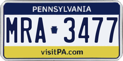 PA license plate MRA3477