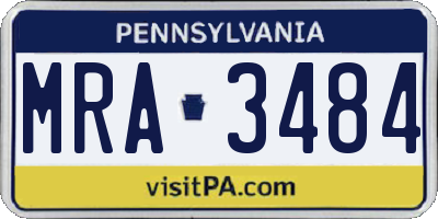 PA license plate MRA3484
