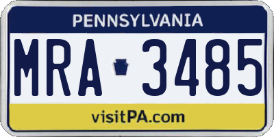 PA license plate MRA3485