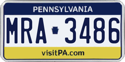 PA license plate MRA3486