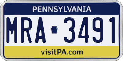 PA license plate MRA3491
