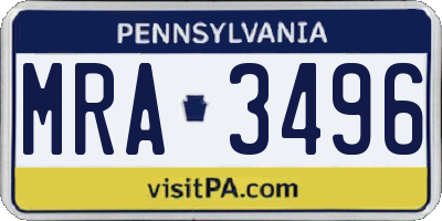 PA license plate MRA3496