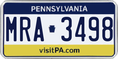 PA license plate MRA3498