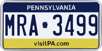 PA license plate MRA3499
