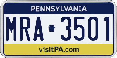 PA license plate MRA3501