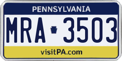 PA license plate MRA3503