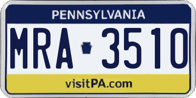 PA license plate MRA3510