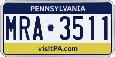 PA license plate MRA3511