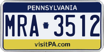 PA license plate MRA3512