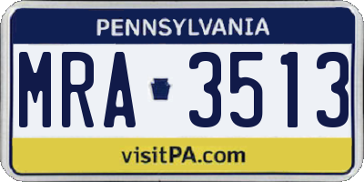 PA license plate MRA3513