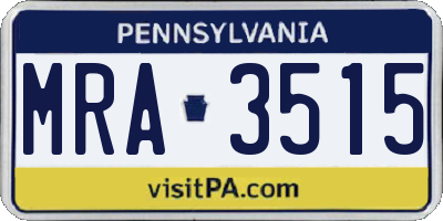 PA license plate MRA3515