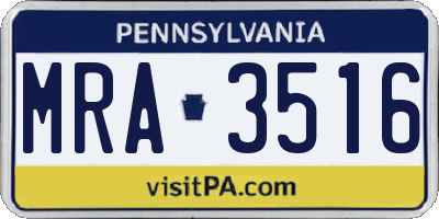 PA license plate MRA3516