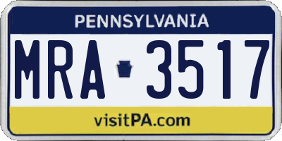 PA license plate MRA3517