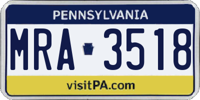 PA license plate MRA3518