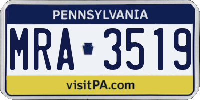 PA license plate MRA3519