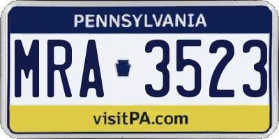 PA license plate MRA3523
