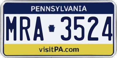 PA license plate MRA3524