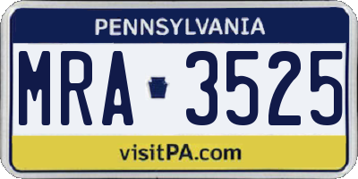 PA license plate MRA3525