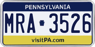 PA license plate MRA3526