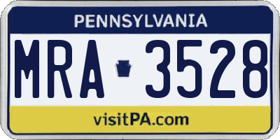 PA license plate MRA3528