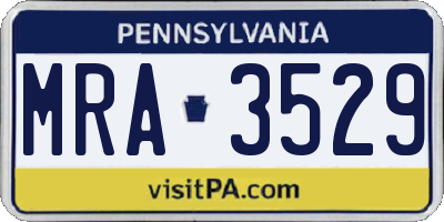 PA license plate MRA3529