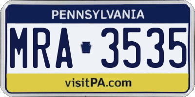 PA license plate MRA3535
