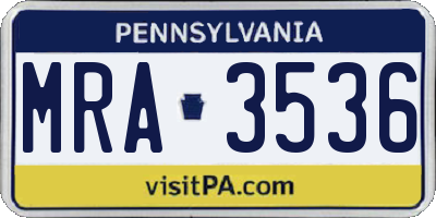 PA license plate MRA3536