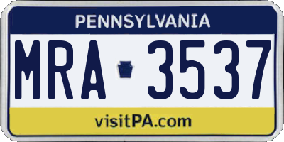 PA license plate MRA3537