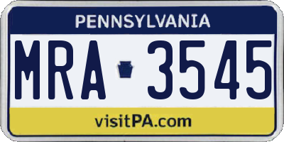 PA license plate MRA3545