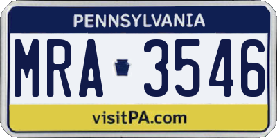 PA license plate MRA3546