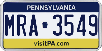 PA license plate MRA3549