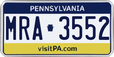 PA license plate MRA3552
