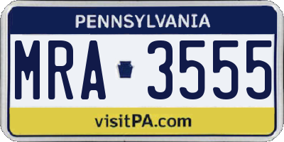 PA license plate MRA3555