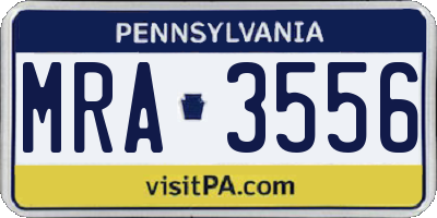 PA license plate MRA3556