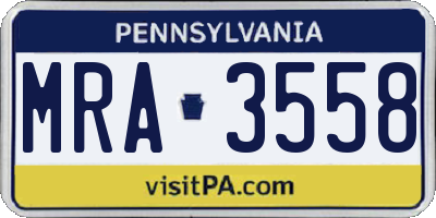 PA license plate MRA3558