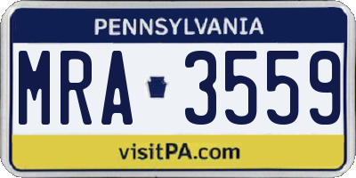 PA license plate MRA3559