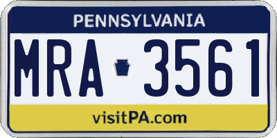 PA license plate MRA3561