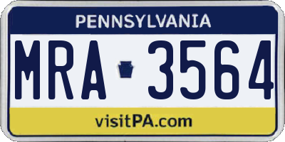 PA license plate MRA3564