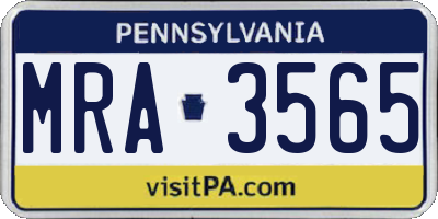 PA license plate MRA3565